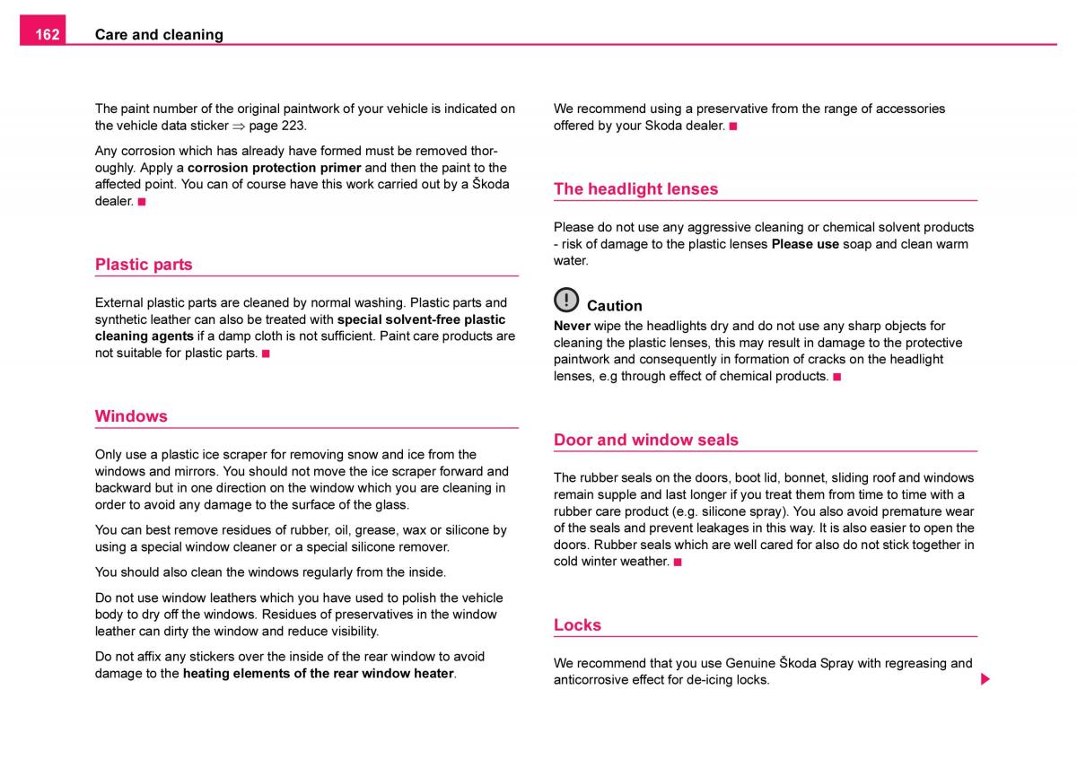 Skoda Fabia I 1 owners manual / page 163