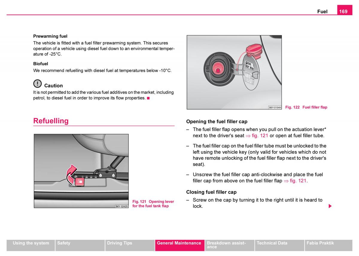 Skoda Fabia I 1 owners manual / page 170