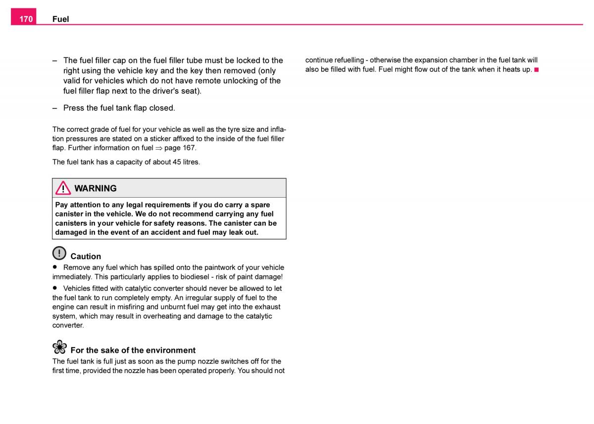 Skoda Fabia I 1 owners manual / page 171