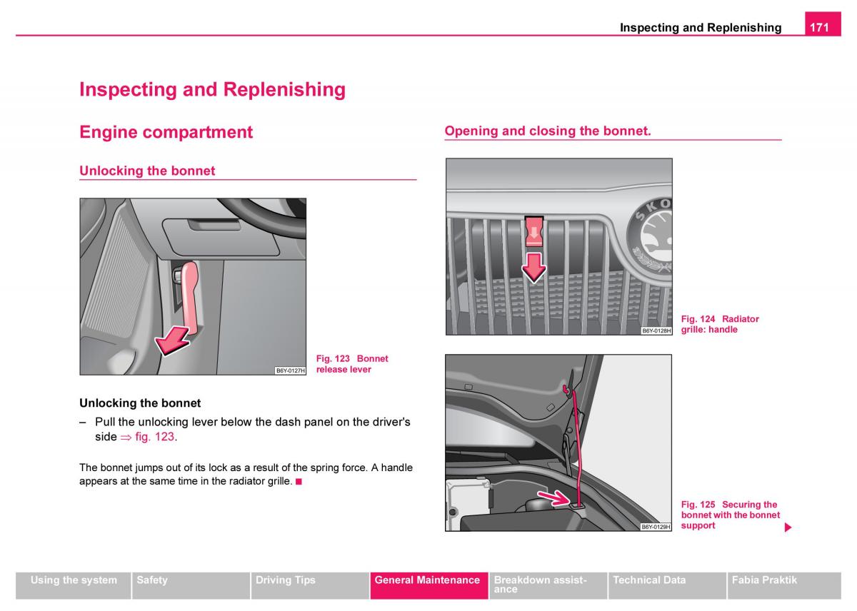 Skoda Fabia I 1 owners manual / page 172