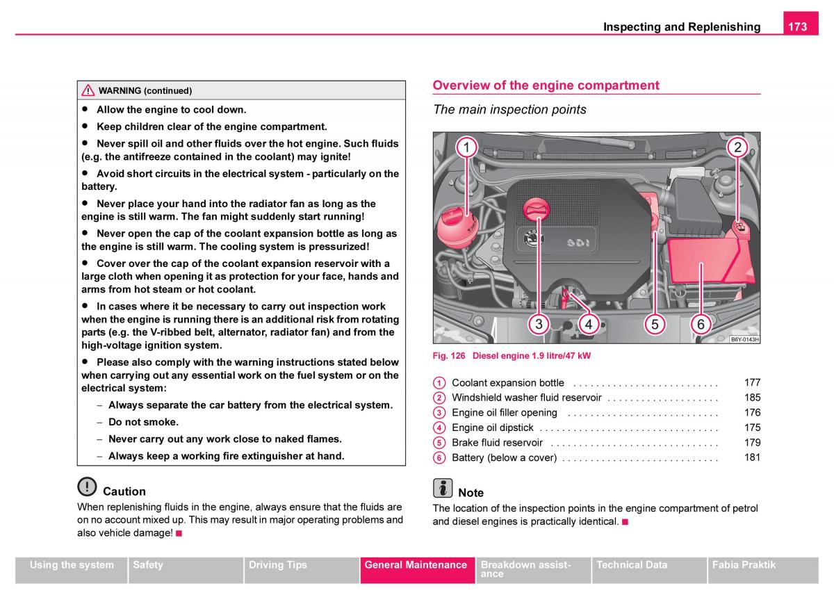 Skoda Fabia I 1 owners manual / page 174