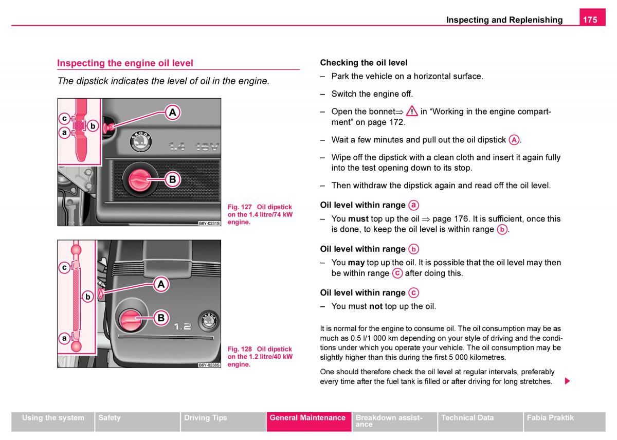 Skoda Fabia I 1 owners manual / page 176