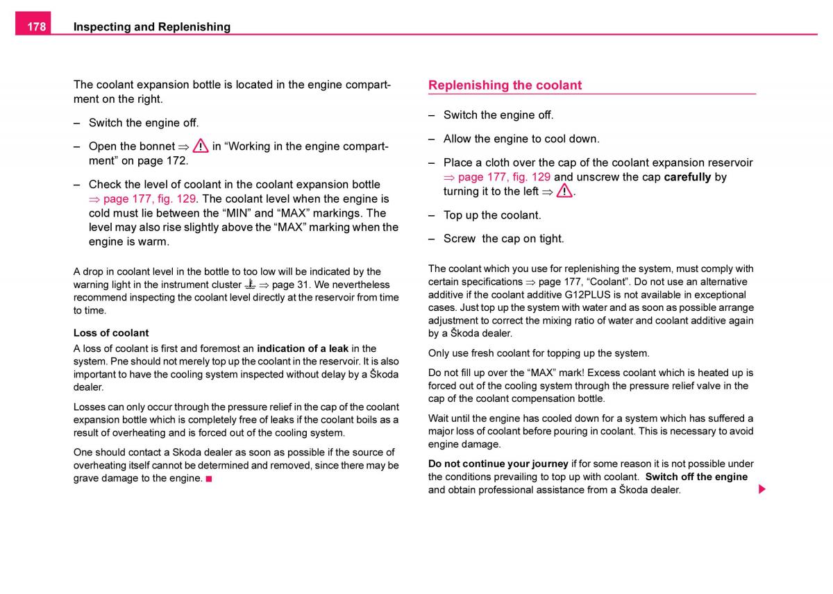 Skoda Fabia I 1 owners manual / page 179