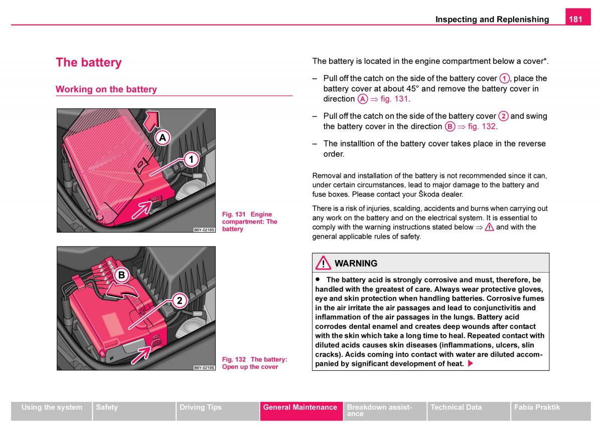 Skoda Fabia I 1 owners manual / page 182