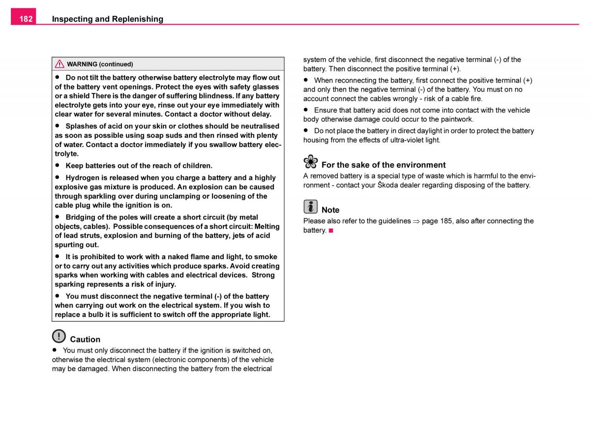 Skoda Fabia I 1 owners manual / page 183