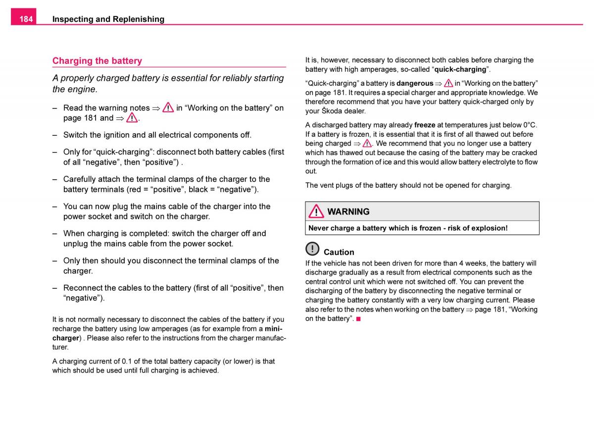 Skoda Fabia I 1 owners manual / page 185