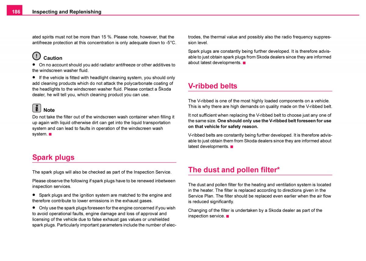 Skoda Fabia I 1 owners manual / page 187