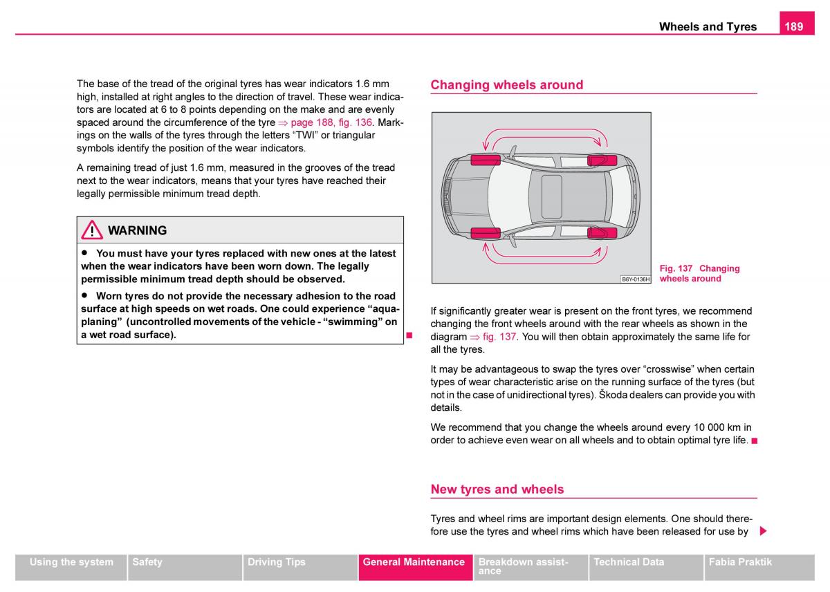 Skoda Fabia I 1 owners manual / page 190