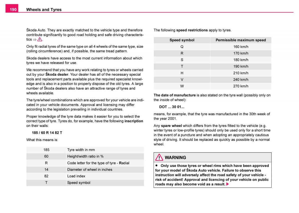 Skoda Fabia I 1 owners manual / page 191