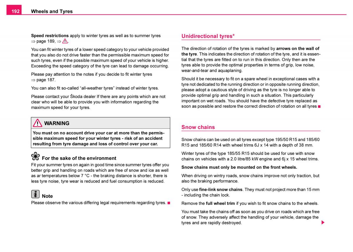 Skoda Fabia I 1 owners manual / page 193