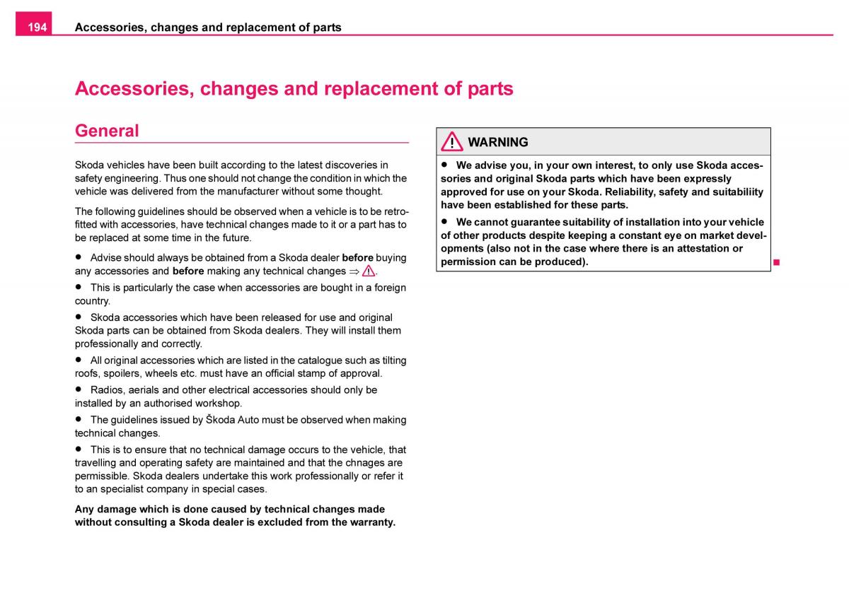 Skoda Fabia I 1 owners manual / page 195