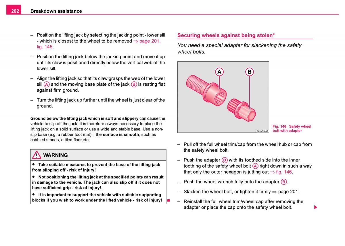 Skoda Fabia I 1 owners manual / page 203