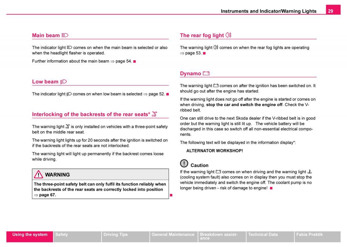 Skoda Fabia I 1 owners manual / page 30