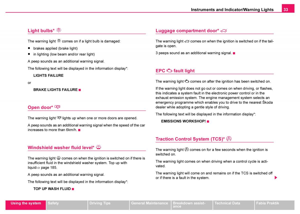 Skoda Fabia I 1 owners manual / page 34