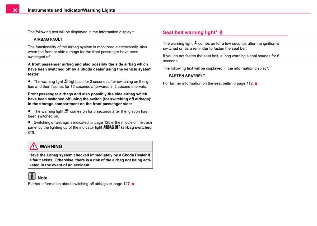 Skoda Fabia I 1 owners manual / page 37