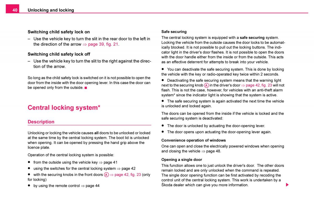 Skoda Fabia I 1 owners manual / page 41