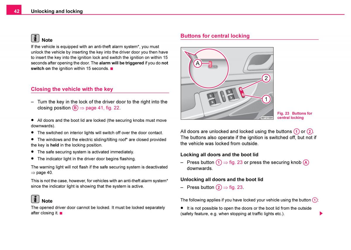 Skoda Fabia I 1 owners manual / page 43