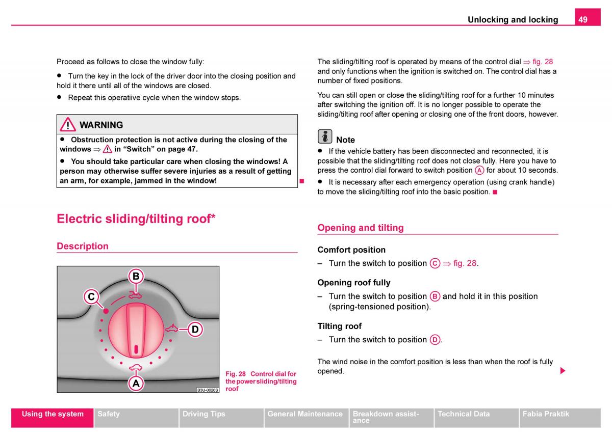 Skoda Fabia I 1 owners manual / page 50