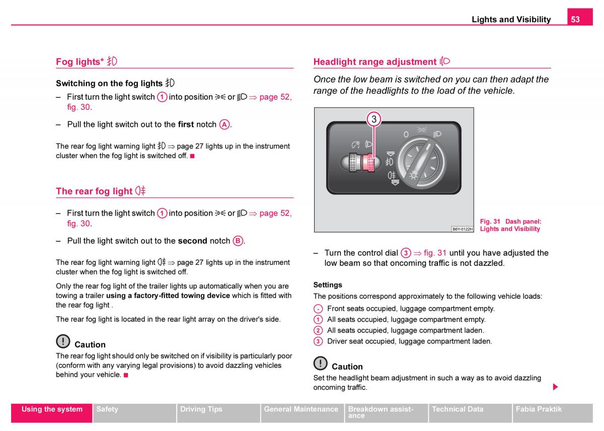 Skoda Fabia I 1 owners manual / page 54