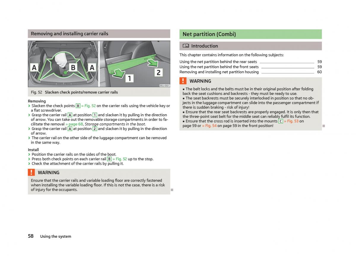 Skoda Fabia II 2 owners manual / page 60