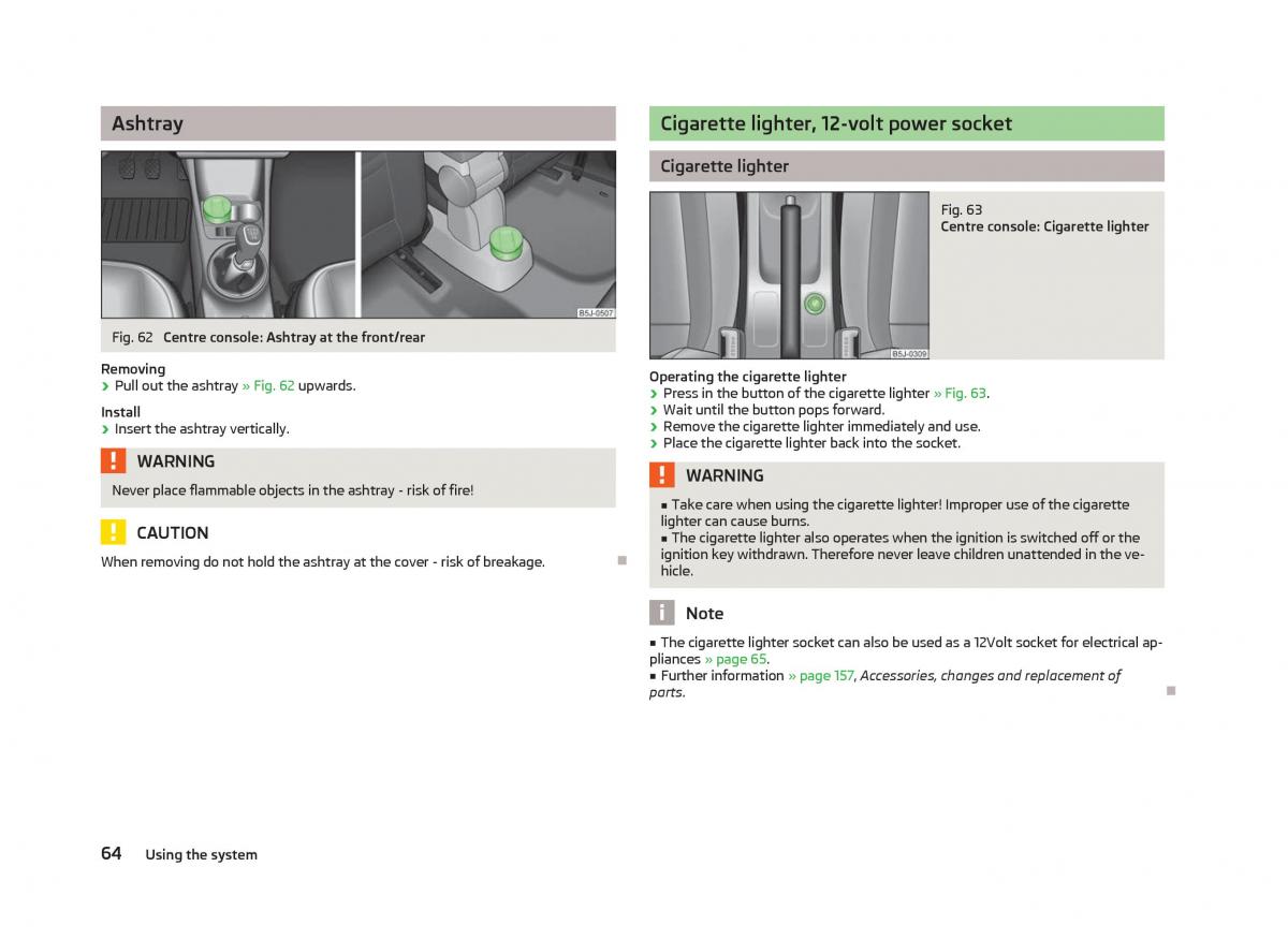 Skoda Fabia II 2 owners manual / page 66