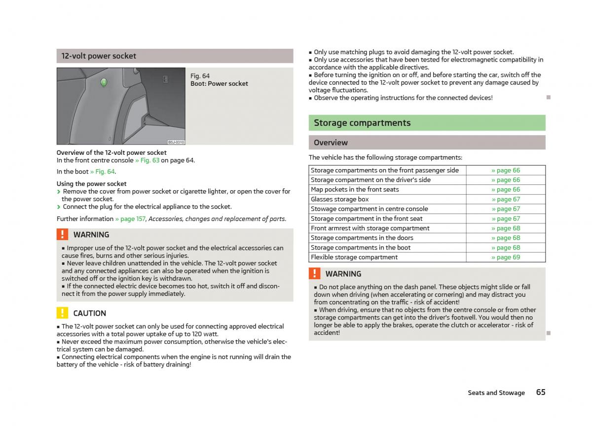 Skoda Fabia II 2 owners manual / page 67