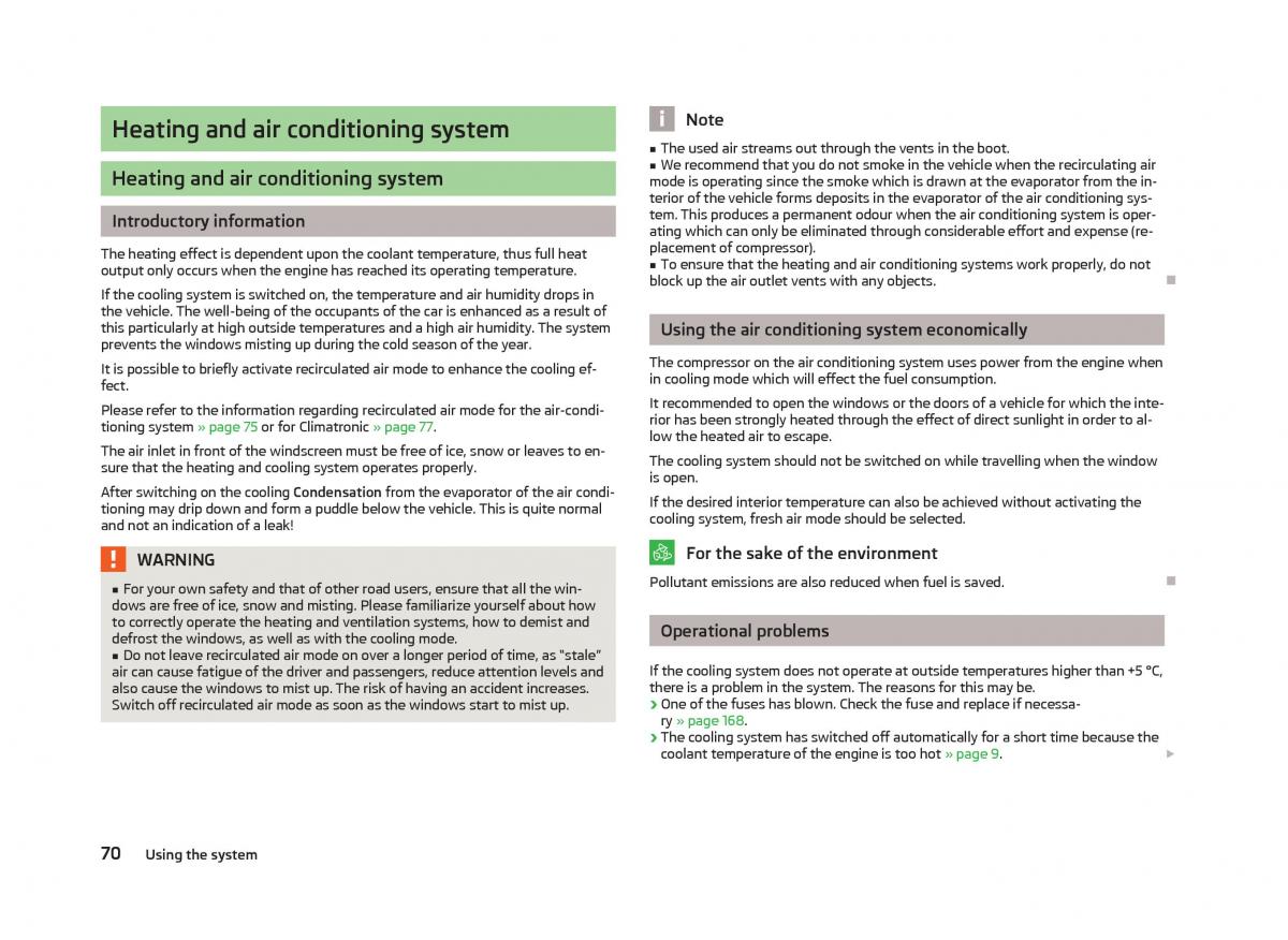 Skoda Fabia II 2 owners manual / page 72