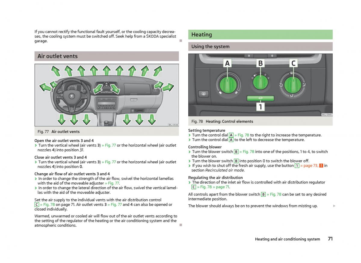 Skoda Fabia II 2 owners manual / page 73