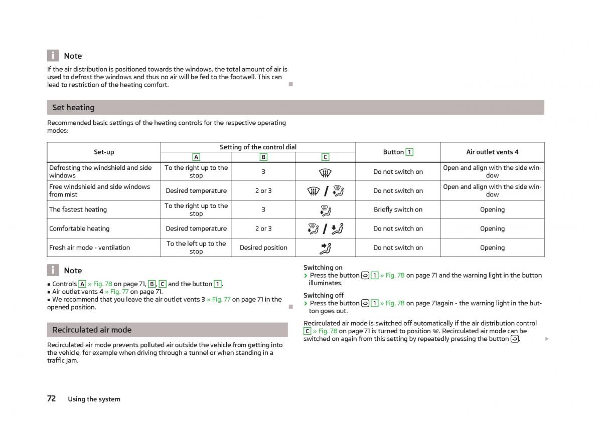 Skoda Fabia II 2 owners manual / page 74