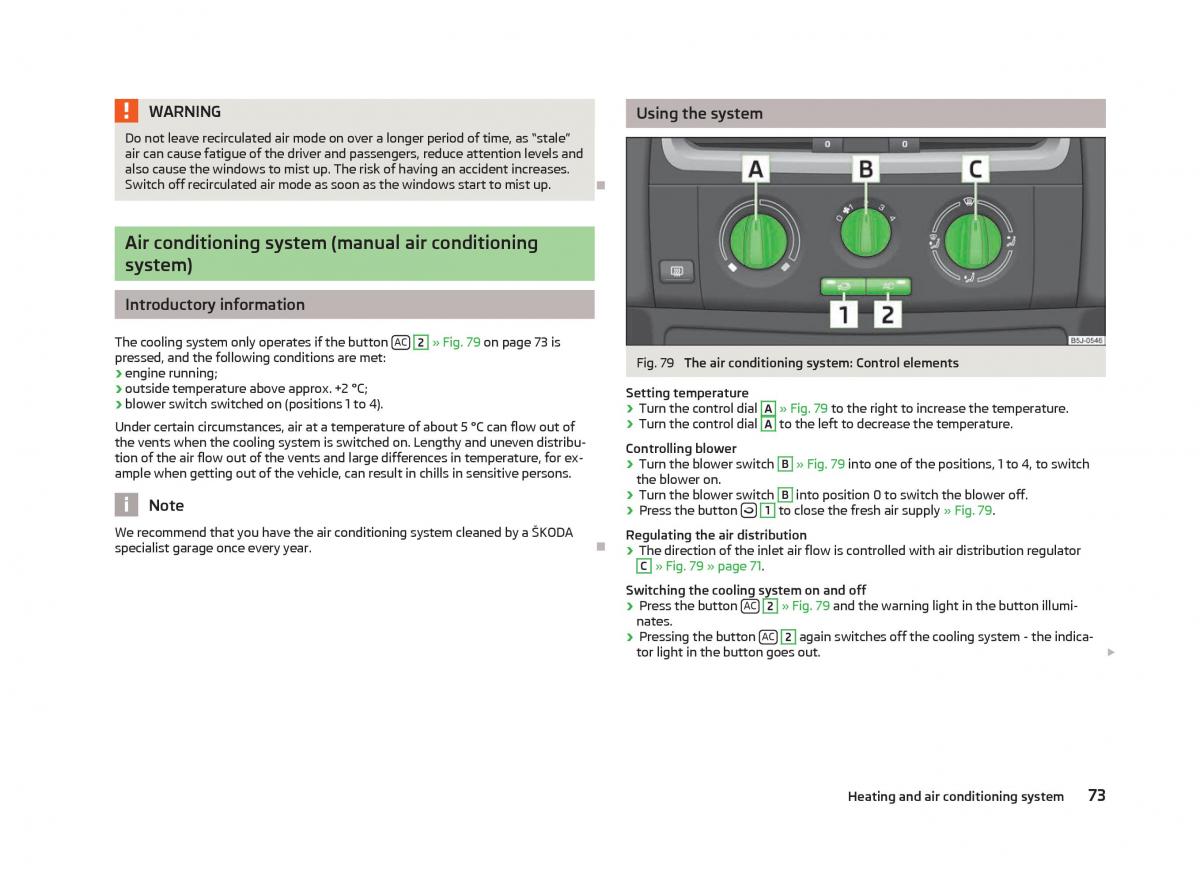 Skoda Fabia II 2 owners manual / page 75