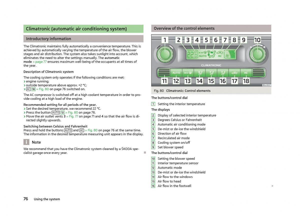 Skoda Fabia II 2 owners manual / page 78