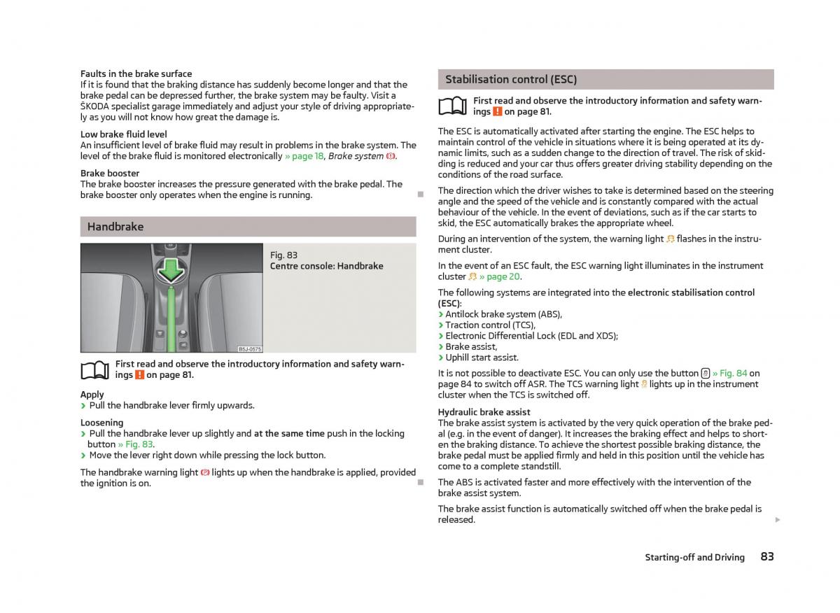 Skoda Fabia II 2 owners manual / page 85