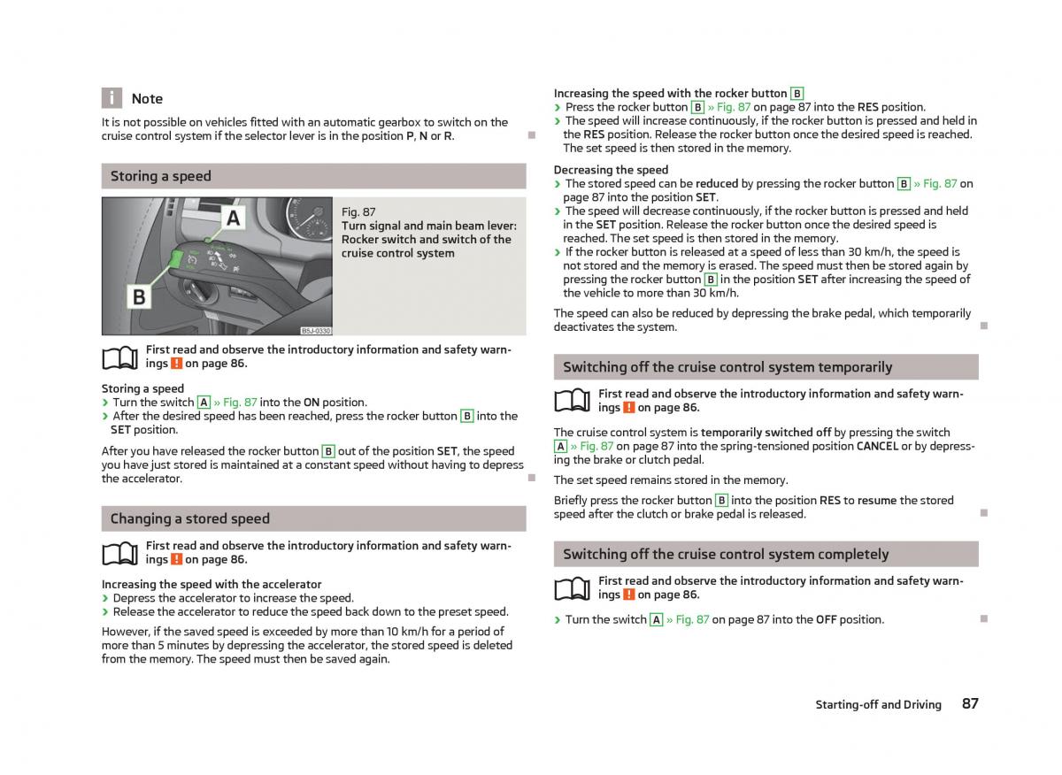 manual Skoda Fabia Skoda Fabia II 2 owners manual / page 89