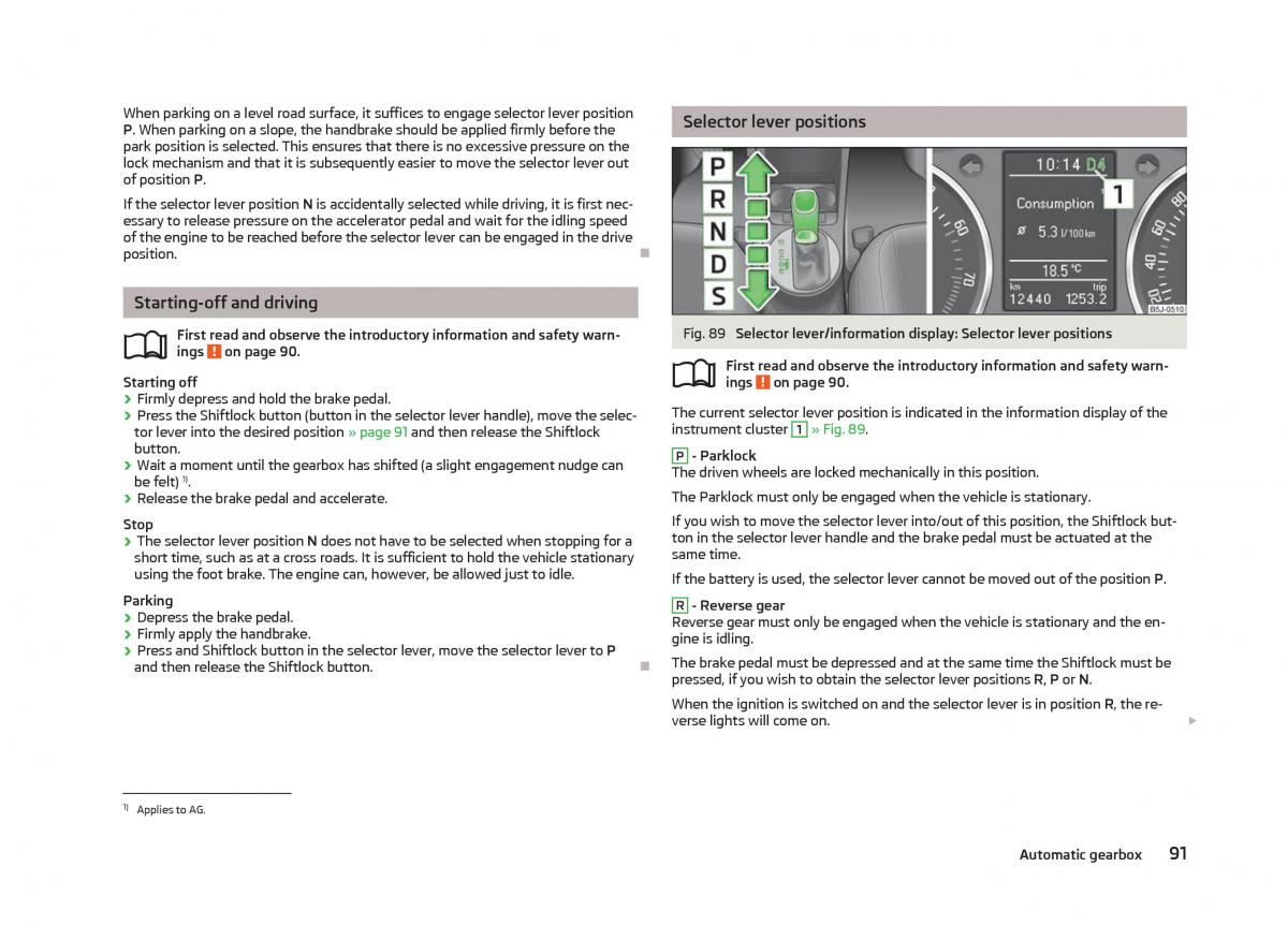 Skoda Fabia II 2 owners manual / page 93