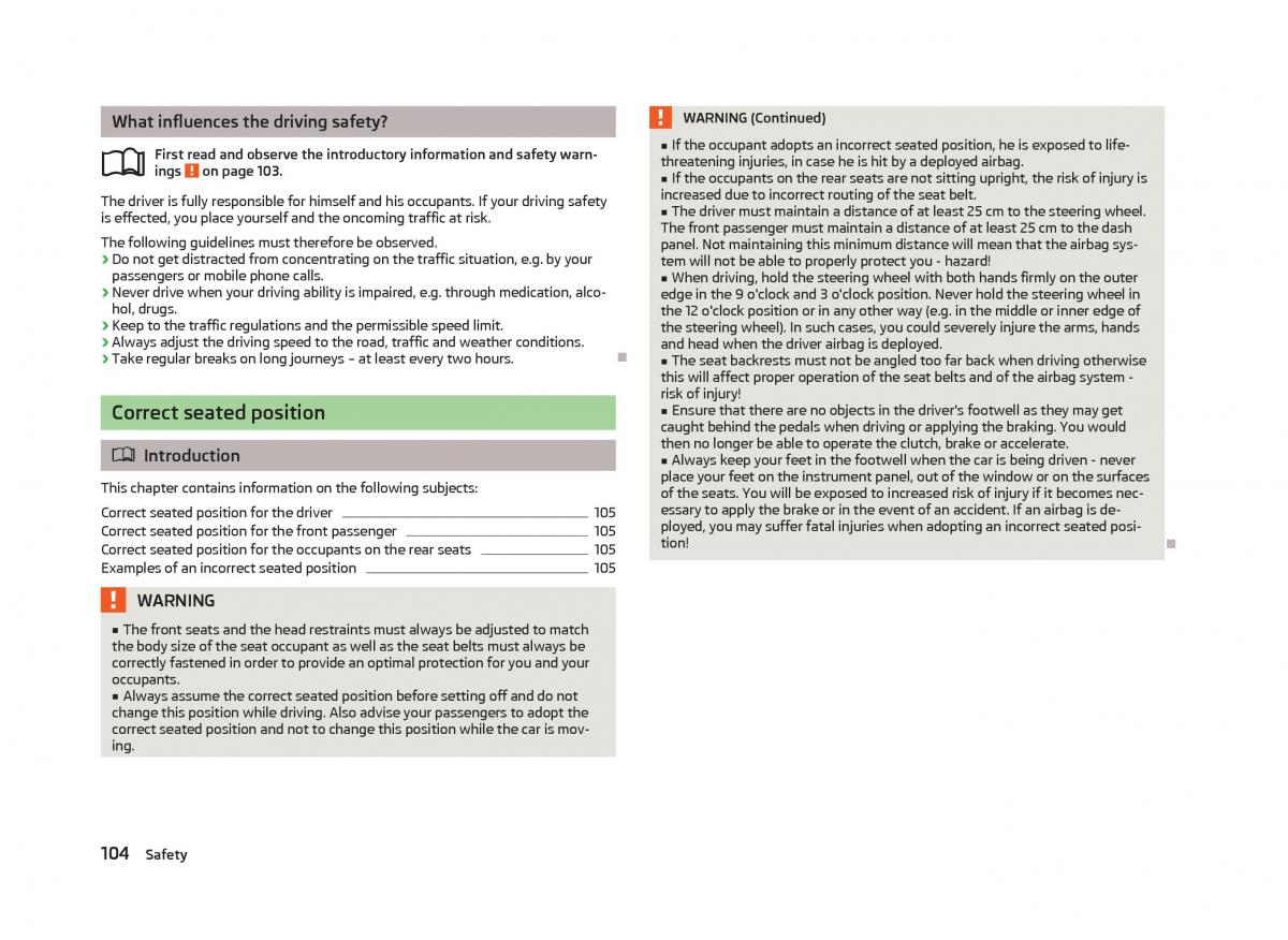 Skoda Fabia II 2 owners manual / page 106