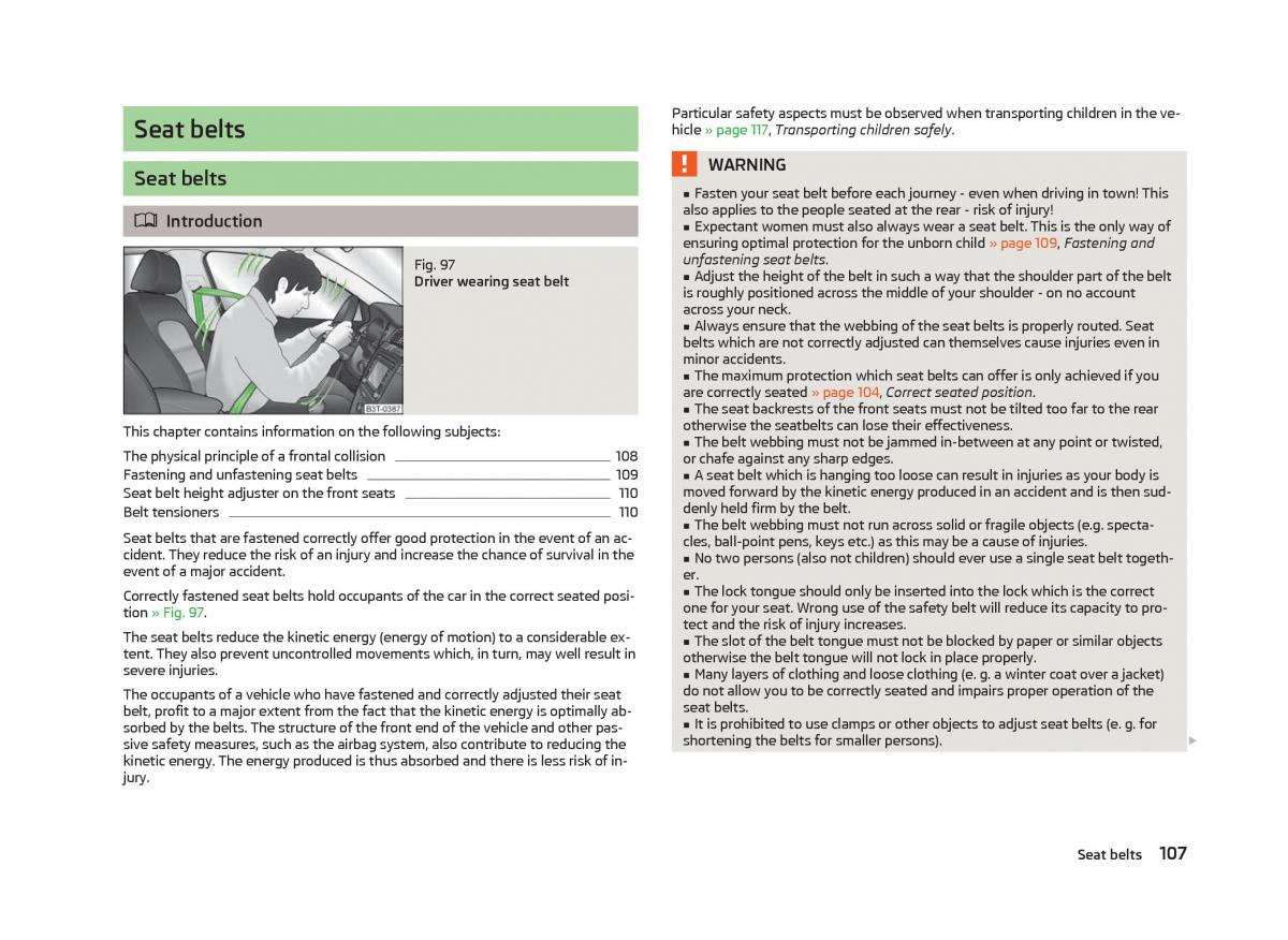 Skoda Fabia II 2 owners manual / page 109