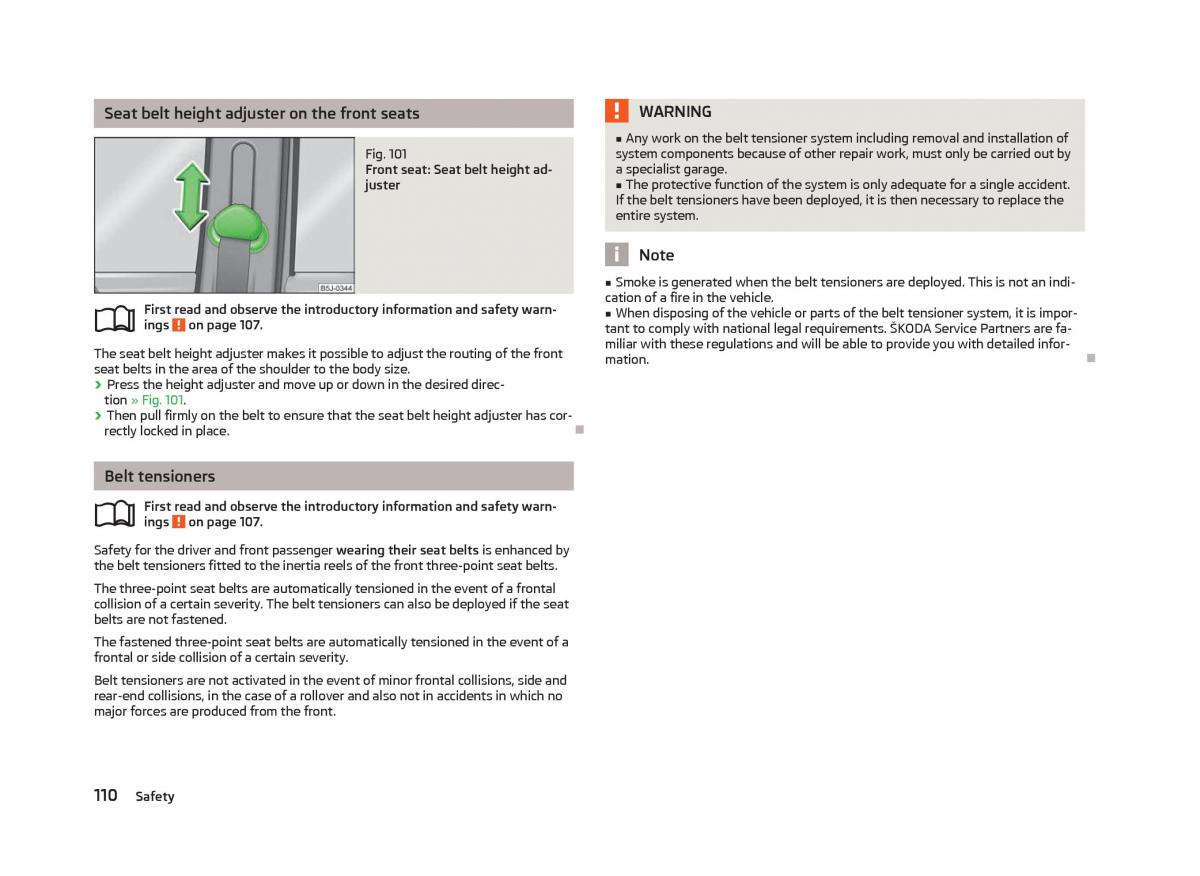 Skoda Fabia II 2 owners manual / page 112