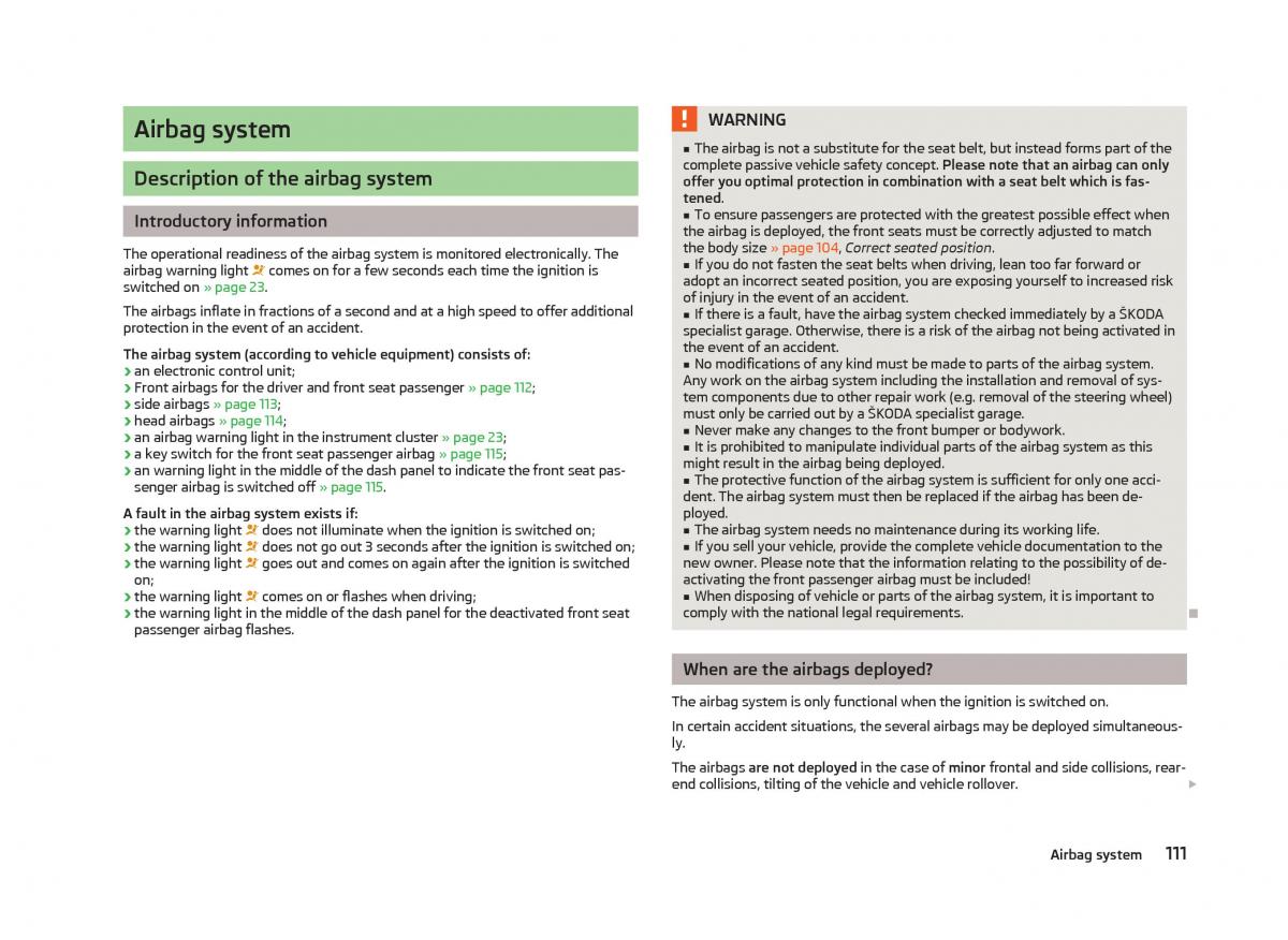 Skoda Fabia II 2 owners manual / page 113