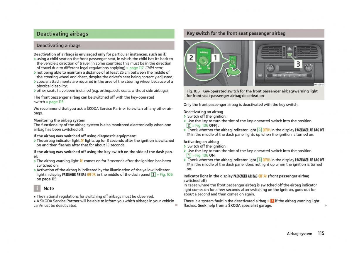 Skoda Fabia II 2 owners manual / page 117