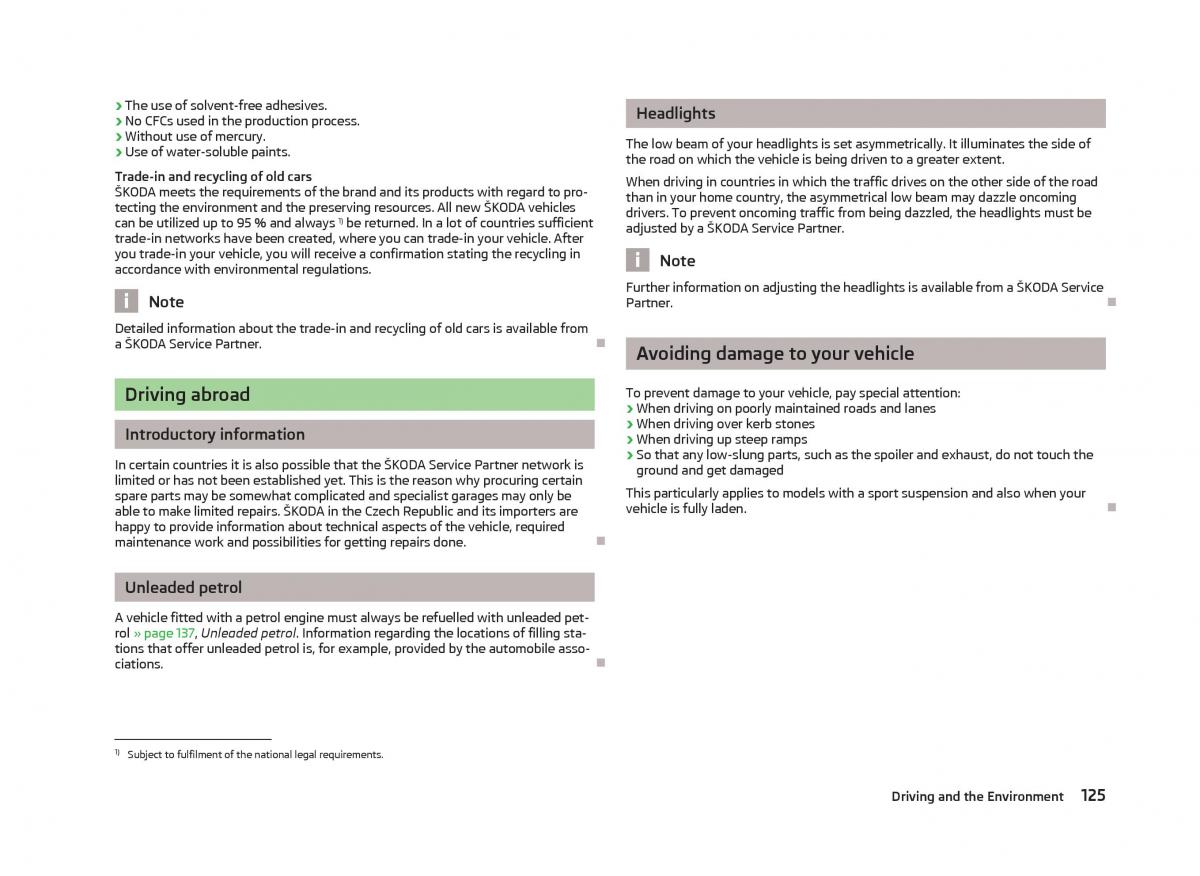 Skoda Fabia II 2 owners manual / page 127