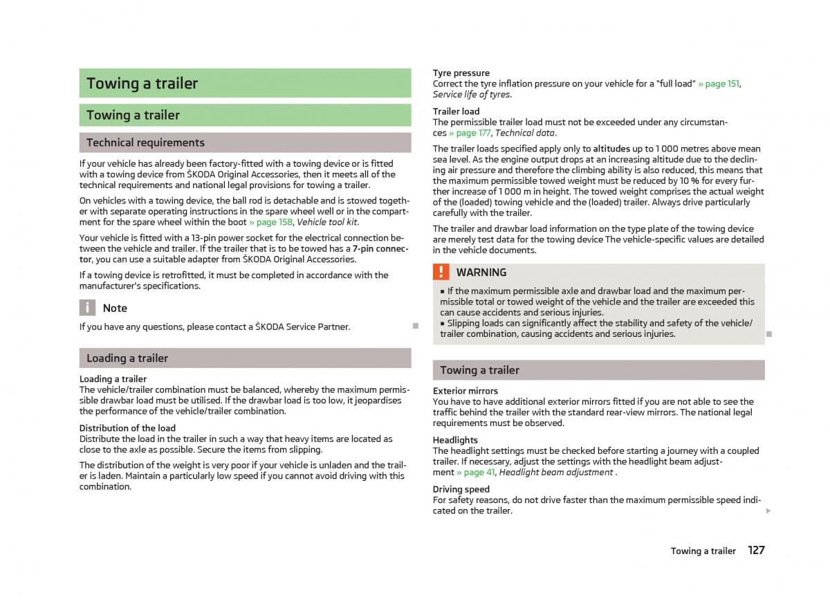 Skoda Fabia II 2 owners manual / page 129