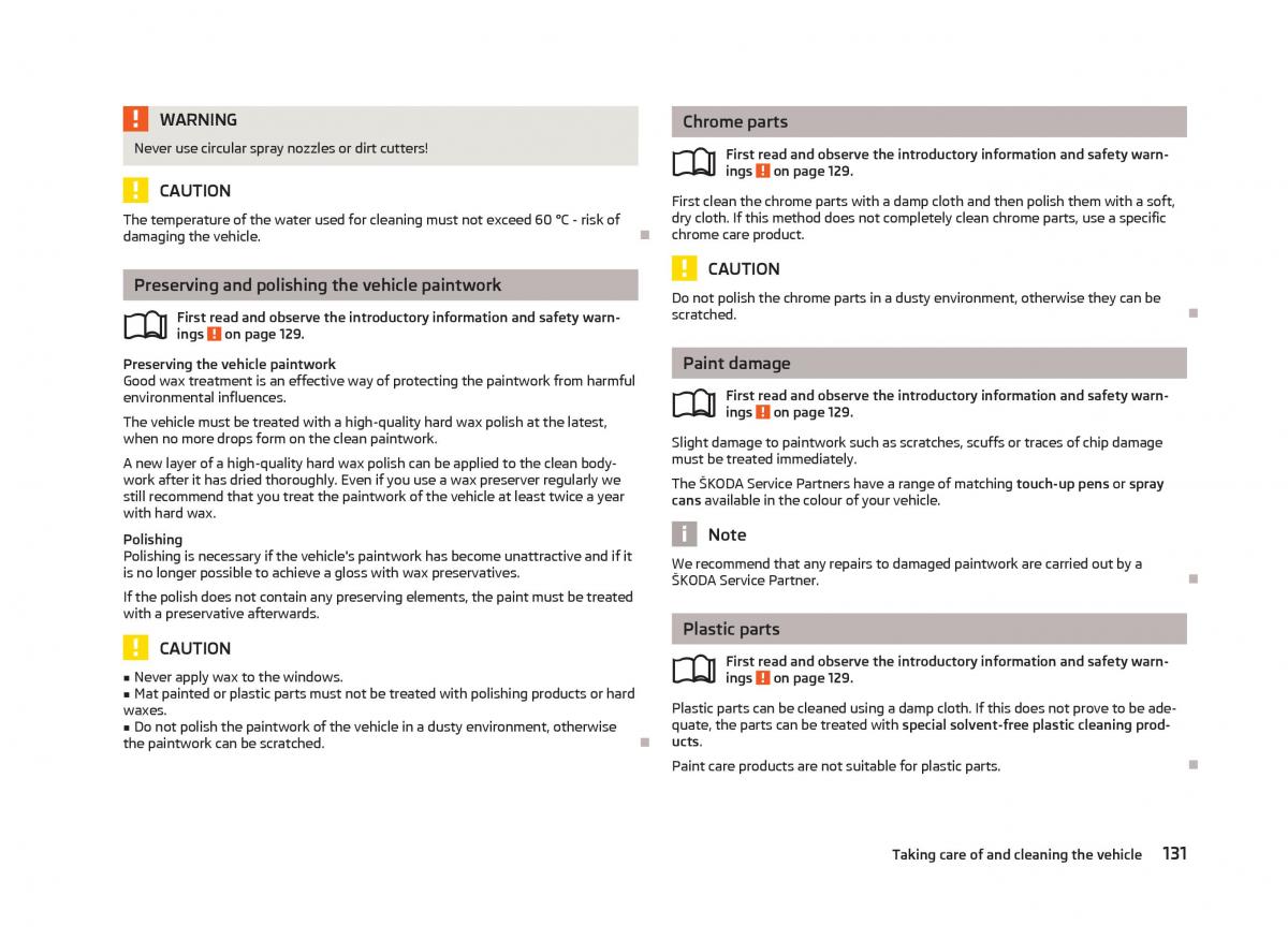 Skoda Fabia II 2 owners manual / page 133