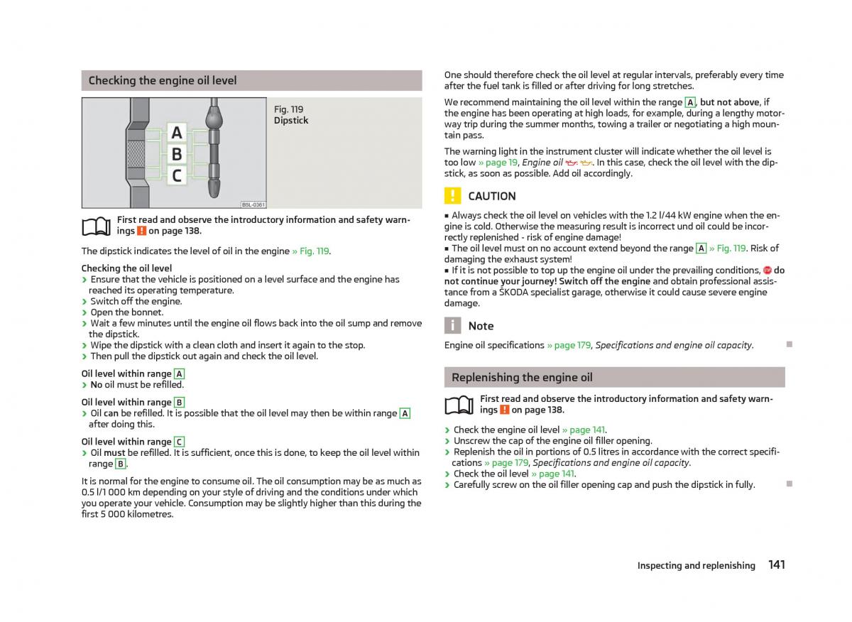 Skoda Fabia II 2 owners manual / page 143