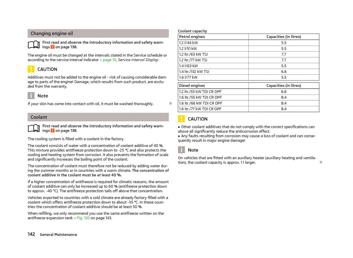 Skoda Fabia II 2 owners manual / page 144