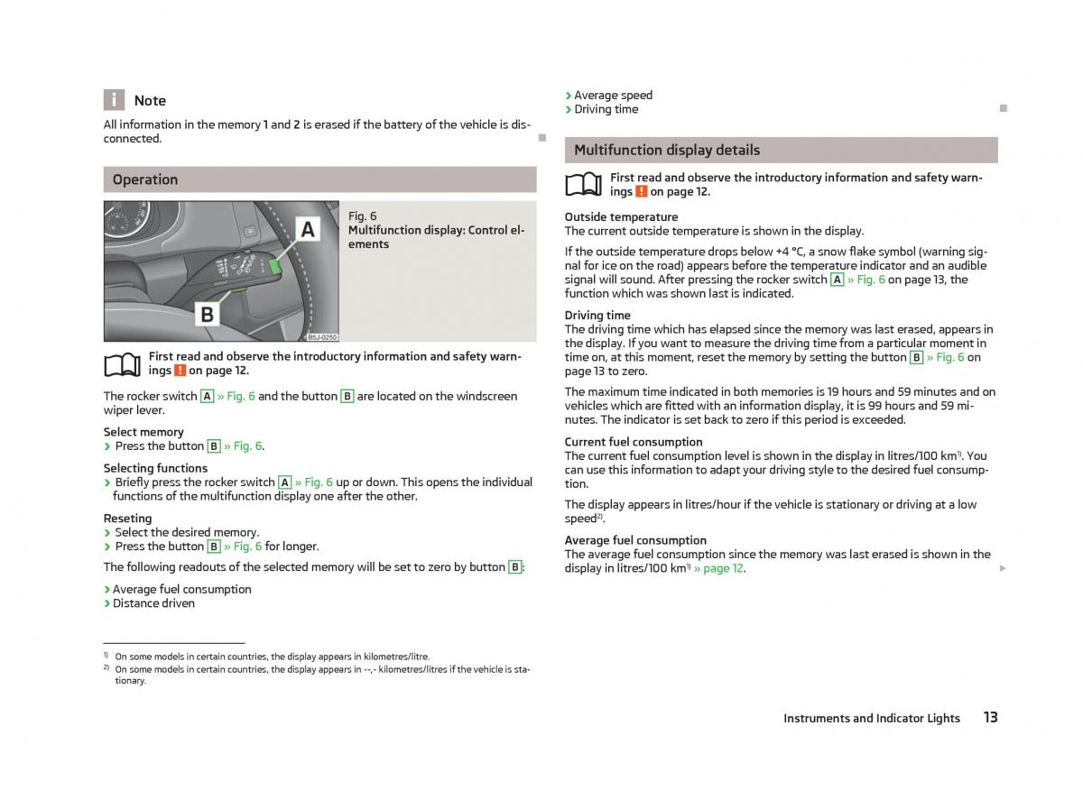 Skoda Fabia II 2 owners manual / page 15