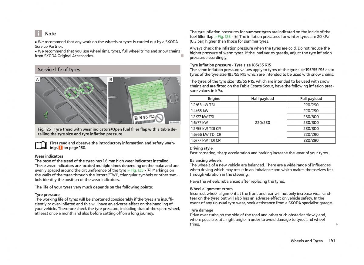 Skoda Fabia II 2 owners manual / page 153