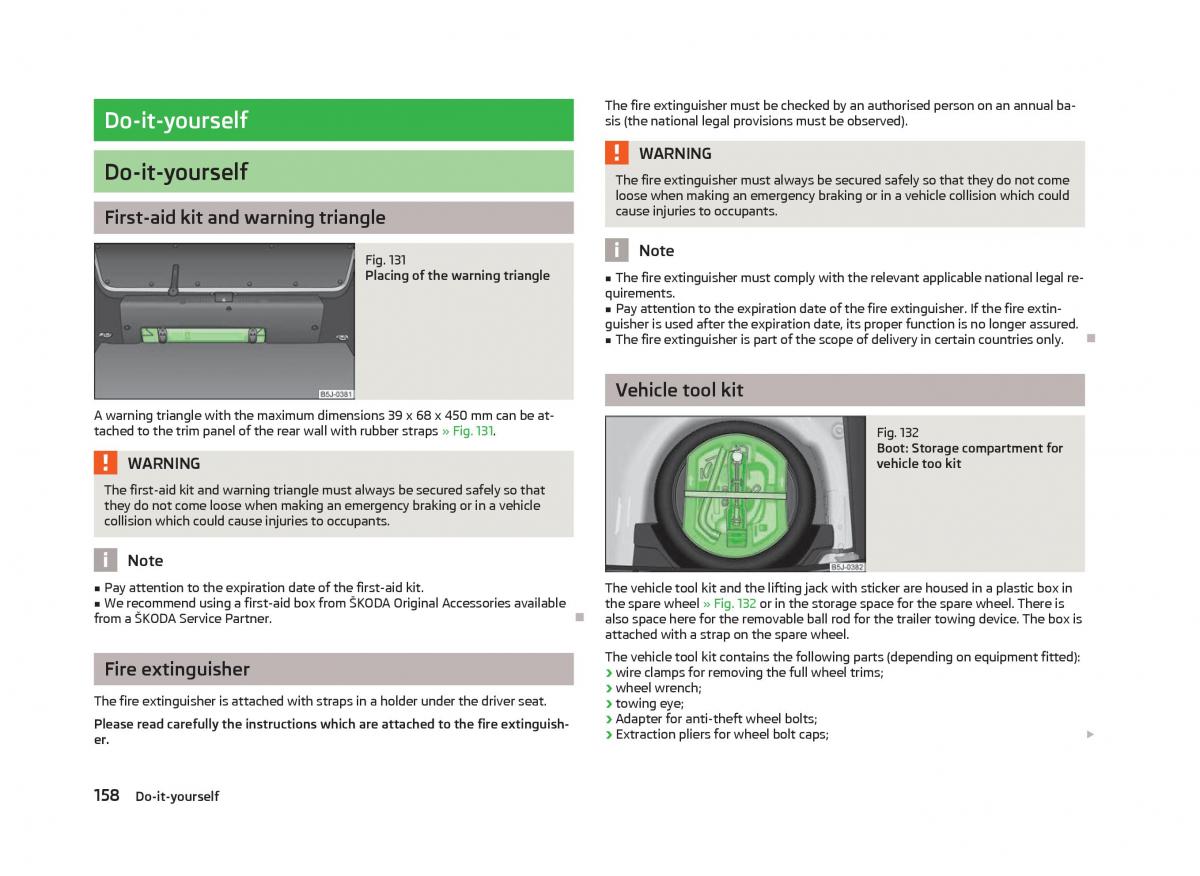 Skoda Fabia II 2 owners manual / page 160