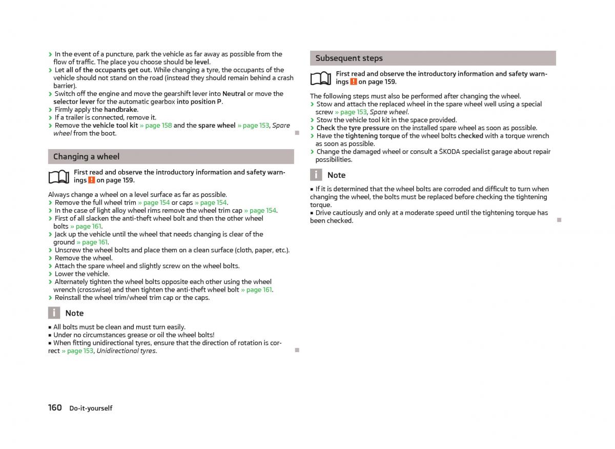 Skoda Fabia II 2 owners manual / page 162