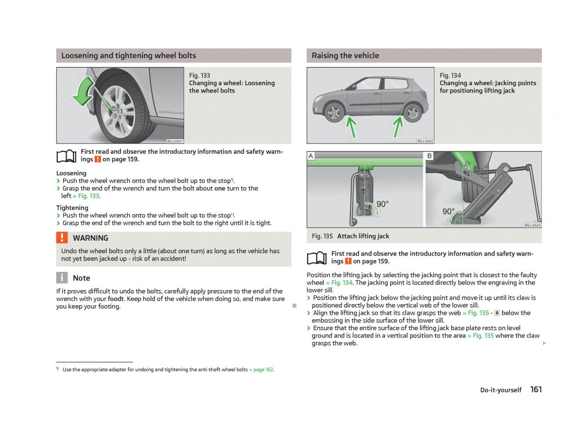 Skoda Fabia II 2 owners manual / page 163