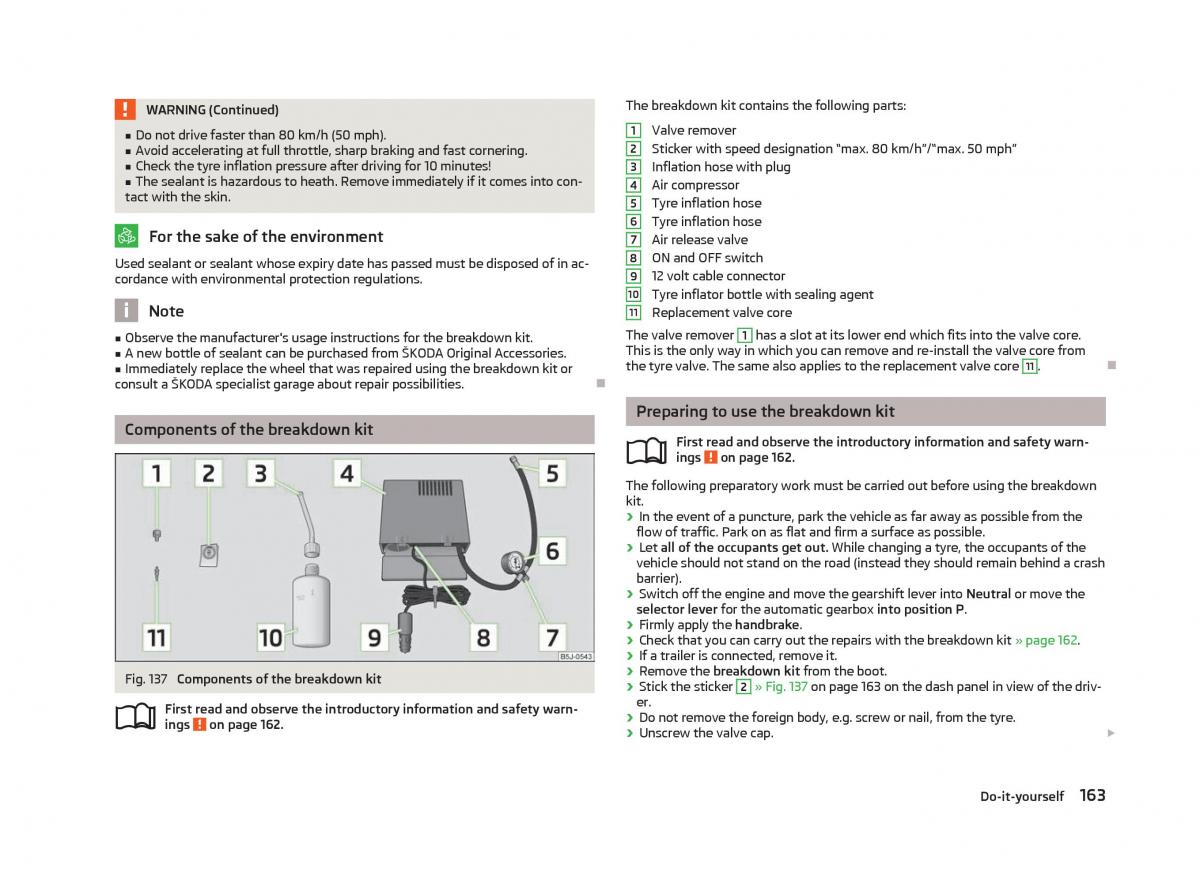 Skoda Fabia II 2 owners manual / page 165